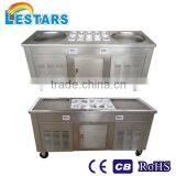 Restaurant Stir Double Pan Fried Ice Cream Machine With 10 Topping Cooling Tanks thumbnail-1