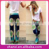 Hot Sale USA Ladies Printed Long Casual Trousers Wide Leg Women's Pants