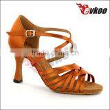 Dark Tan Color Women Latin/ Ballroom Slsa Suede Sole Dance Shoes for Ladies thumbnail-1