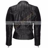 Women's Black Biker Leather Jacket thumbnail-2