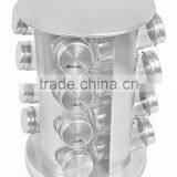 12 Jars Glass Condiment Kitchen Set Stainless Steel Revolving Spice Rack Set thumbnail-6