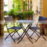 Patio Resin Rattan Furniture 3 PCS Set of Foldable Table and Chair thumbnail-2