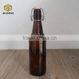 Hermetic Brown Color Glass Material Bottle , Glass Beverage Bottle With Clip Top thumbnail-1