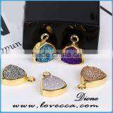 2017 Fashion Natural Crystal Quartz Stone Agate Druzy Triangle Pendant Drusy Druzy Pendant thumbnail-2