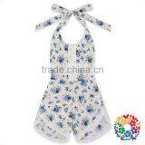 Eco-friendly Cotton Black Yellow Lace Sunflowers Halter Bubble Rompers thumbnail-6