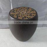 Fiberglass Clay Mosaic Drum Stool thumbnail-1