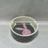 Pink Rabbit Ceramic Dog Bowl thumbnail-1
