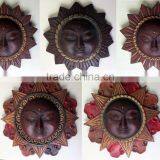 Hand Crafted Wooden Mask of Sleeping Sun Wall Hanging Made In Nepal thumbnail-3