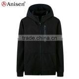 Made in China Custom Oem Black Zipper-up With Hoodies Cvc Fleece Men Coat thumbnail-1