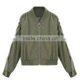 Custom Men Jean Jacket Wholesale Green Bomber Jacket thumbnail-1