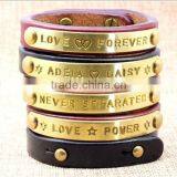 Custom Lover's Genuine Leather Anniversary Bracelets With Words Engraved thumbnail-1