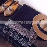 2017 China Style Female Scarf Gray and Black Color Long Style 180*120cm Women Muffler With Tassels thumbnail-3