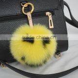 Myfur Cute Smile Face Handmade Fox Fur Pom Pom Charm Real Fur Pompom Wholesale thumbnail-2