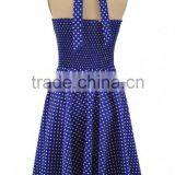 Walson C89149A Lady Rockabilly Halter Dress Whloesale Ladies Vintage Style Polka Dot Halter Neck Rockabilly Dress thumbnail-3