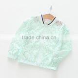 Summer Solid Color Zipper Lace Cotton Girls Jacket thumbnail-5