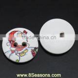 Round White Christmas Santa Claus Pattern 2 Holes Wood Painting Sewing Buttons Scrapbooking thumbnail-1