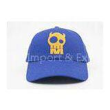 Six Panel Flat Embroidery Cotton Blue Baseball Hats With Long Curved Brim thumbnail-1
