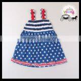 Yawoo 2016 Latest Navy Polka Dots July 4th Smocked Dress Designs Teenage Girls thumbnail-3