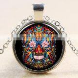 XP-TGN-S-127 Fashion Jewelry Pendant Dome Vintage Meaningful Silver Skull Cabochon Necklace For Promotional Gift thumbnail-2
