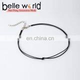 Fashion Simple Chocker Necklaces Black Leather Knot Thin Choker Necklace thumbnail-5