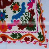 Indian Handmade Embroidered Suzani Cushion Cover Uzbekistan Style Woolen Embroidery