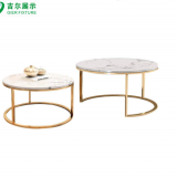 Golen Modern Marbling Round Tea Table Sofa Side Simple Wrought Steel Coffee Table thumbnail-5