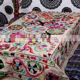 Pure Cotton Fabric Suzani Embroidered Bed Cover Twin Size Suzani Vintage Bedspread thumbnail-3