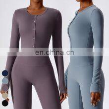 Wholesale 2024 High Quality Fashion Ladies Long Sleeve Workout T Shirt Custom Sports Crop Top Yoga Jacket For Women thumbnail-4