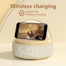 High Quality 15W Fast Wireless Charging Station Portable Bluetooth Speaker Alarm Clock With Table Lamp thumbnail-6
