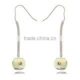 Sterling Silver Ladies Crystal Earring With Murano Lampwork Glass Bead thumbnail-3