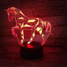 3D Optical Illusion Smart Touchable 7 Color Change Horse Design LED Night Light for Kids Room Decoration thumbnail-3