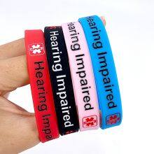 Factory Price in Stock Hearing Impaired Soft Embossed Silicone Wristband Social Activity Medical Publicity Silicone Bracelet thumbnail-6