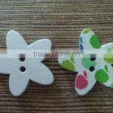 23mm Cute Painted Wood Button Flower Shape