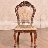 Neo European antique carved back chair rustic wooden fabric chair