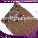 Wholesale Clip in Hair Extension REMY Cheap 100% Human Hair Dark Color Clip in Hair Extension thumbnail-4