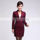 2015 Latest Wine Red Short Skirt Suits for Women thumbnail-2