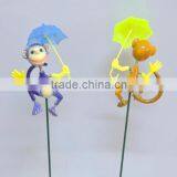 4 Inch Decorative Monkey With Umbrella Outdoor Yard Plastic Garden Animals Sticks thumbnail-2