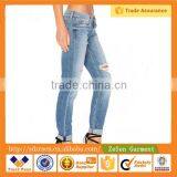 Guangdong Manufacturer Wholesale Price Ripped Skinny Women Denim Jeans thumbnail-2