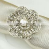 fashionable flower shape crystal metal alloy napkin rings for wedding