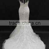 High Neckline French Lace Collar With Buttons Mermaid Wedding Dress thumbnail-3