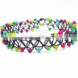 Black Plastic Line Braided Golden Beads Fake Tattoo Necklace for Girls thumbnail-5