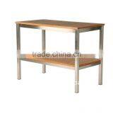 Teak wood Outdoor stainless steel two-layer table