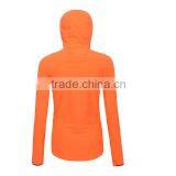 Custom Women OEM Hooded Orange Softshell Jacket for Spring thumbnail-4
