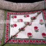 King Size Cotton Block Print Bedding Quilt Table Cover Duvet Cover thumbnail-1