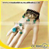Crystal Lace Bracelet Ring, Gold Bracelet Connected Ring thumbnail-1