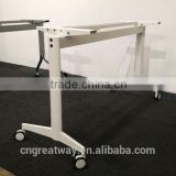 modern office furniture metal folding study table with wheels suit for 1400*500/600 table top QM-06