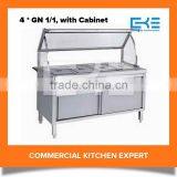 Catering Equipment Supplies 4 Pans Freestanding Electric Bain Marie Food Warmer With Glass Top