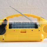 2015 hot selling mobile charge hand rechargeable Factory direct with super bright LED lamps solar powered radio