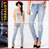 destroyed skinny jeans Frayed women Skinny Jeans (LOTX255)