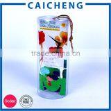 Custom Cylinder Packaging Plastic Box With PVC Window and Rope